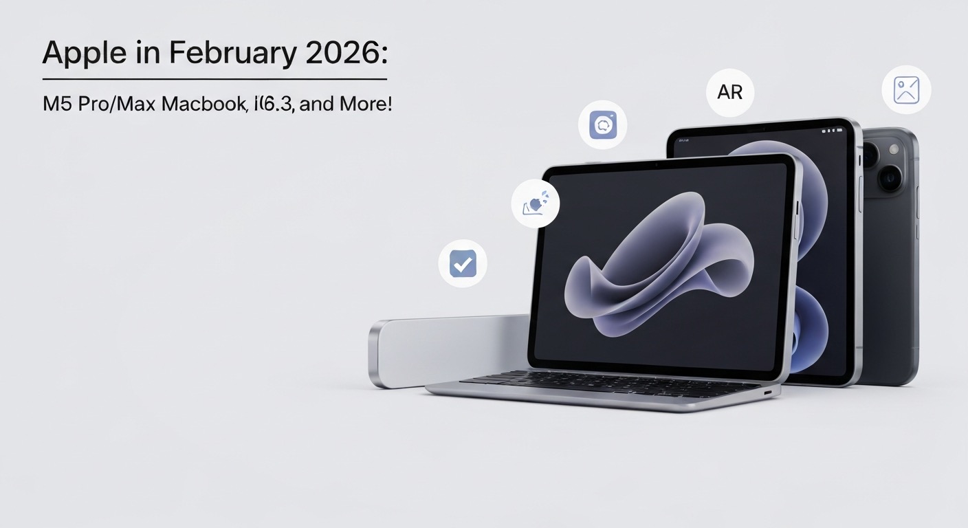Hero image for article: Apple in February 2026: M5 Pro/Max MacBook Pro, iOS 26.3, and More!